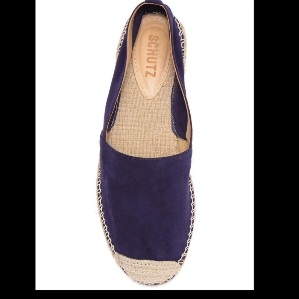 LIKE NEW Schutz Sachi Navy‎ Suede Espadrille Women Size 8 Coastal Tomato Girl